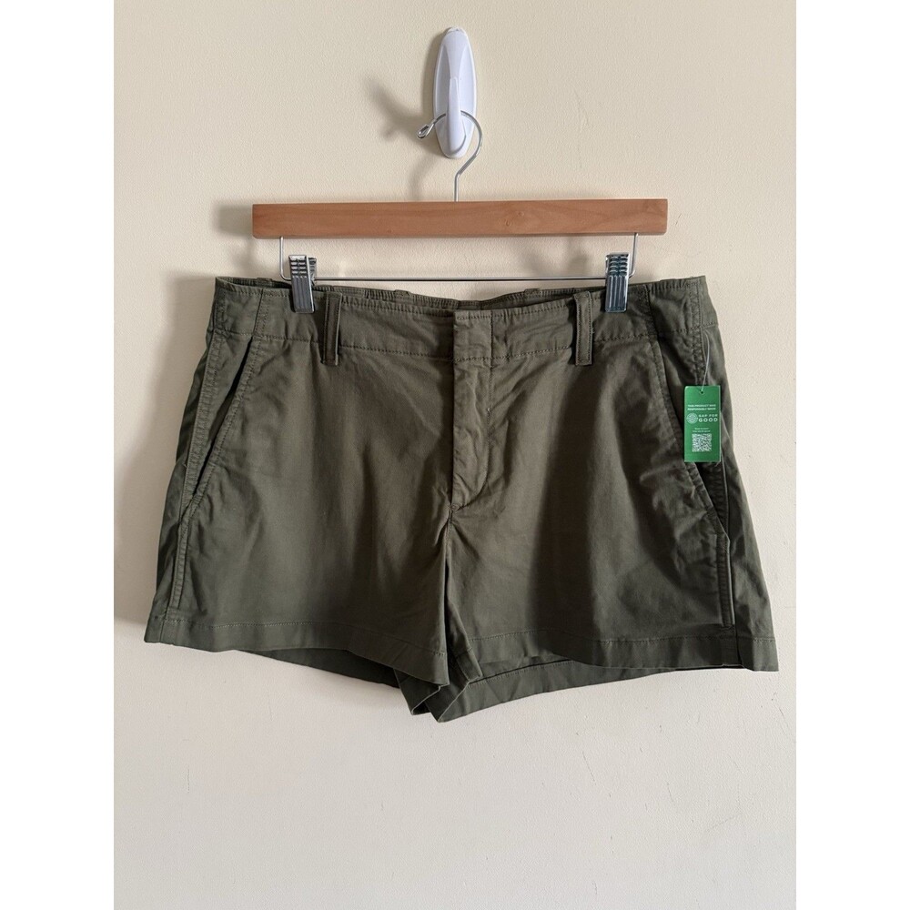 GAP 4” Mid-Rise Downtown Olive‎ Green Khaki Shorts Womens Size 14 Petite
